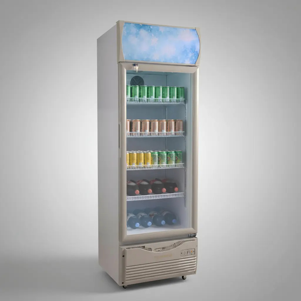 Heladera Exhibidora Telefunken De 330 L Con Puerta De Vidrio Y Ruedas Plateado