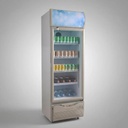Heladera Exhibidora Telefunken De 330 L Con Puerta De Vidrio Y Ruedas Plateado