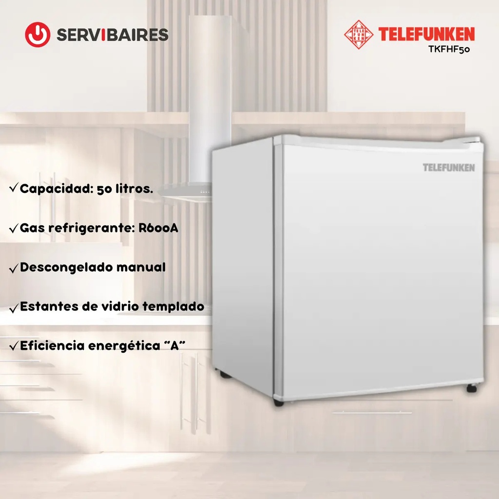 Heladera Bajo Mesada Minibar Telefunken 50l Tfk-hf50 Blanca Color Blanco