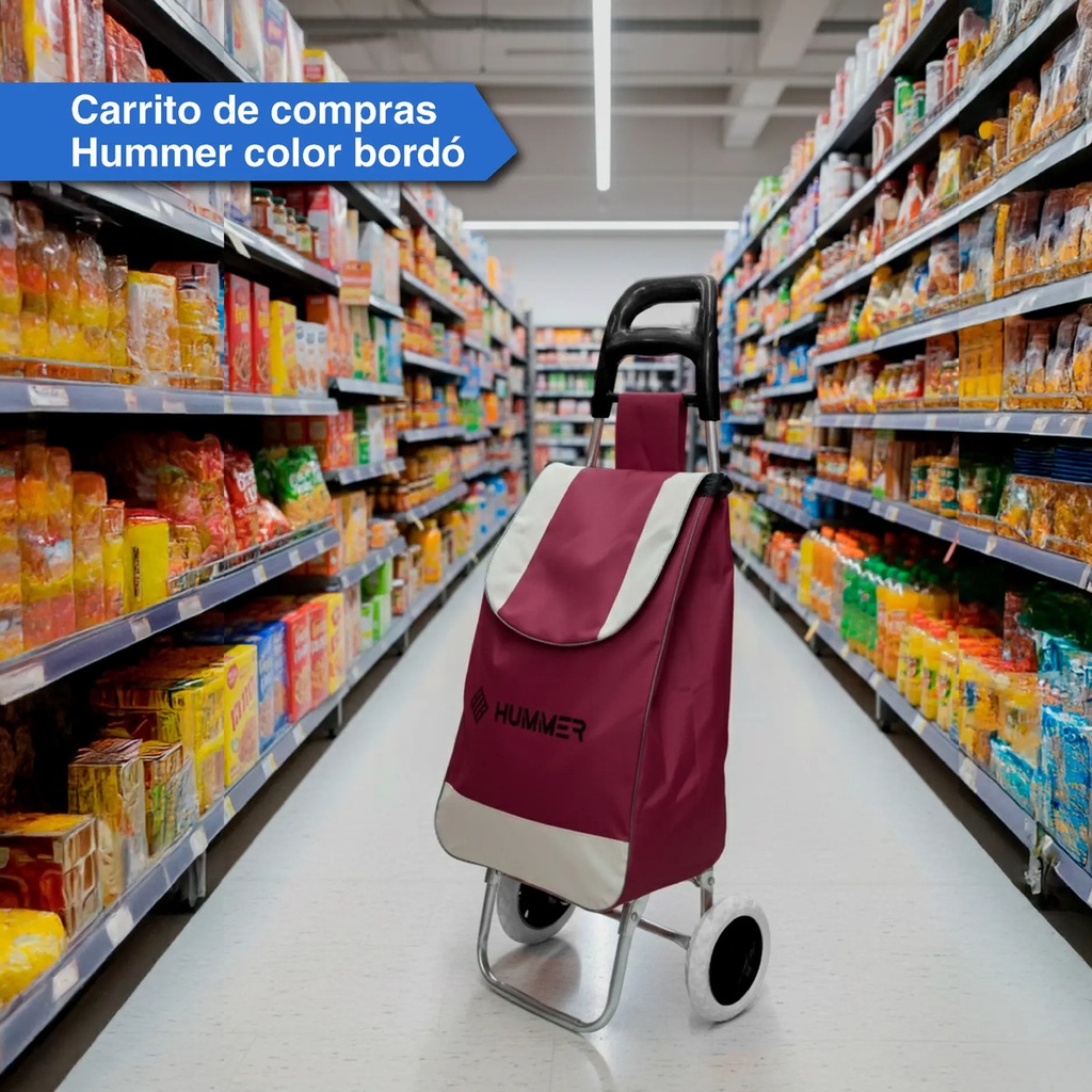 Changuito De Compras Reforzado 35 L Plegable Mercado Y Hogar Bordó