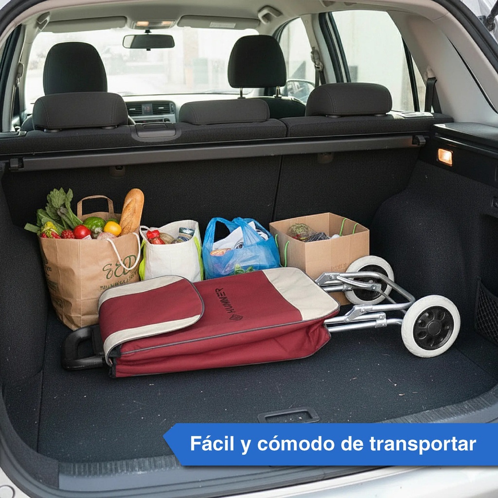 Changuito De Compras Reforzado 35 L Plegable Mercado Y Hogar Bordó