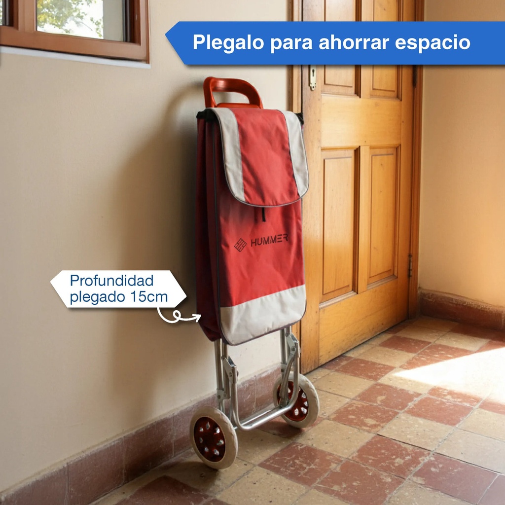 Changuito De Compras Reforzado 35 L Plegable Mercado Y Hogar Rojo