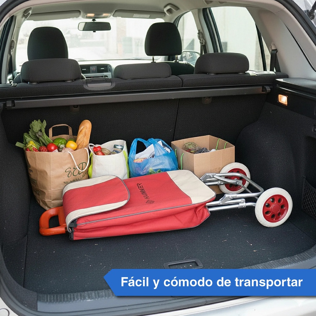 Changuito De Compras Reforzado 35 L Plegable Mercado Y Hogar Rojo