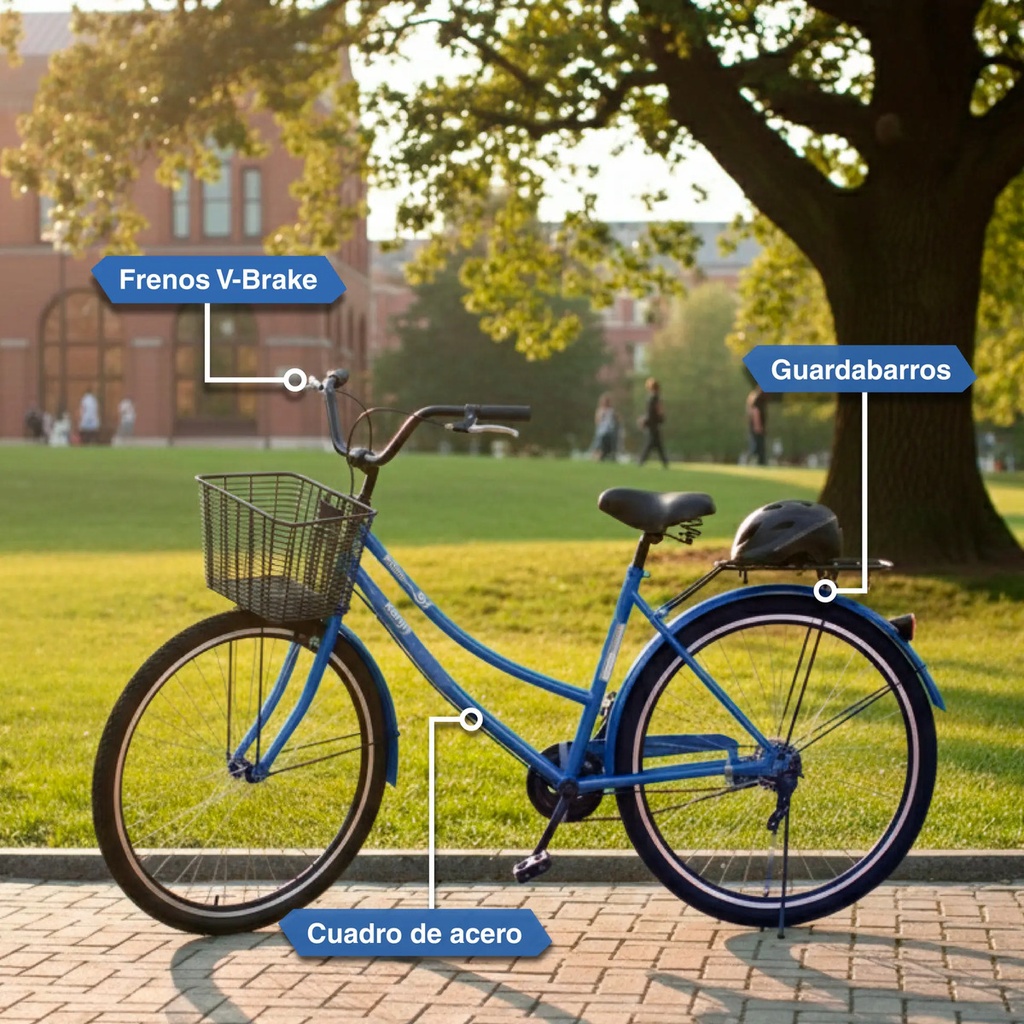 Bicicleta De Paseo Rodado 27 Playera Acero Con Canasto Kanji Azul 27  