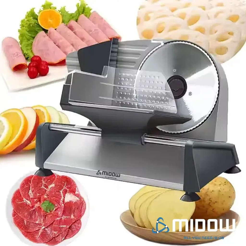 Cortadora Fiambres Y Alimentos Familiar Midow Corte 1-15mm Gris