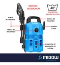 Hidrolavadora Midow 1300w 105 Bar Caudal 360 L/h Accesorios Celeste 50hz