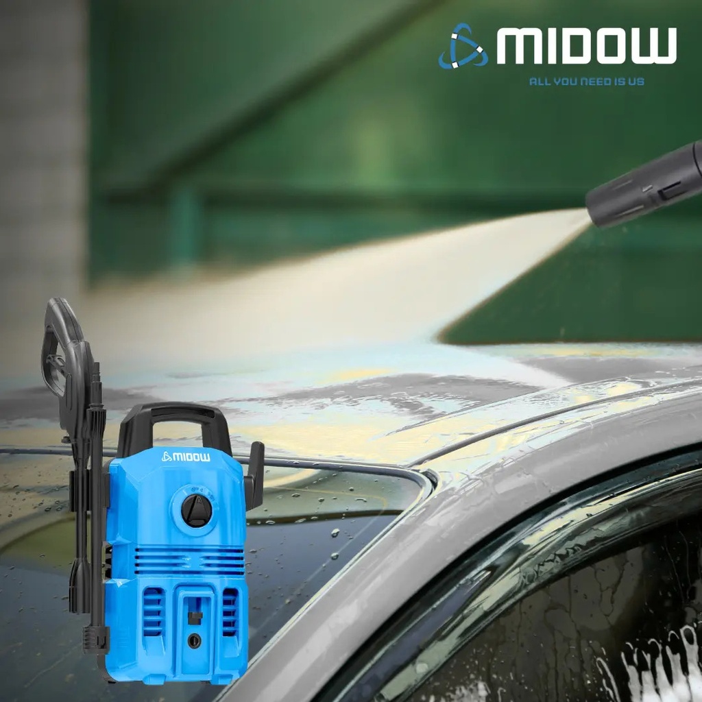 Hidrolavadora Midow 1300w 105 Bar Caudal 360 L/h Accesorios Celeste 50hz