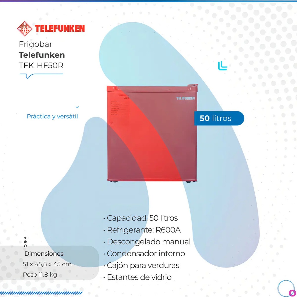 Heladera Frigobar Telefunken 50 Litros Rojo Tfk-hf50-r