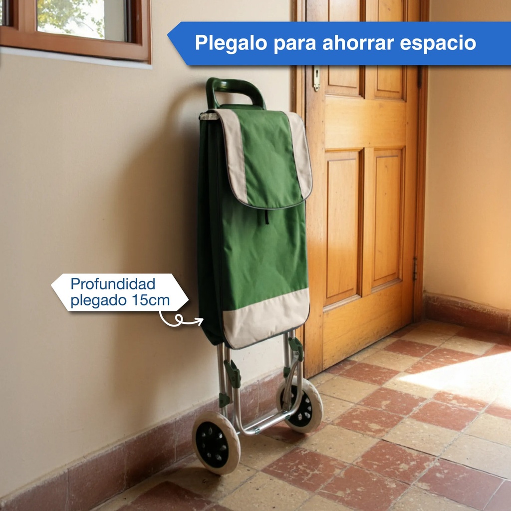 Changuito De Compras Reforzado 35 L Plegable Mercado Y Hogar Verde Oscuro