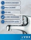 Griferia Monocomando Vox 035mm Acero Inox Cromado Vanitory Cromoda Cromado