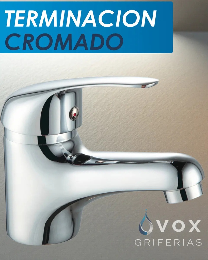 Griferia Monocomando Vox 035mm Acero Inox Cromado Vanitory Cromoda Cromado