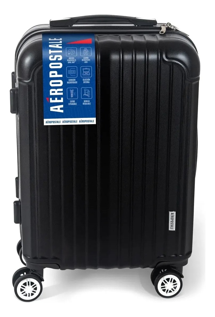 Valija Carry On 20 Cabina Viaje Aeropostale Rigida Ruedas12 Negro Rayas