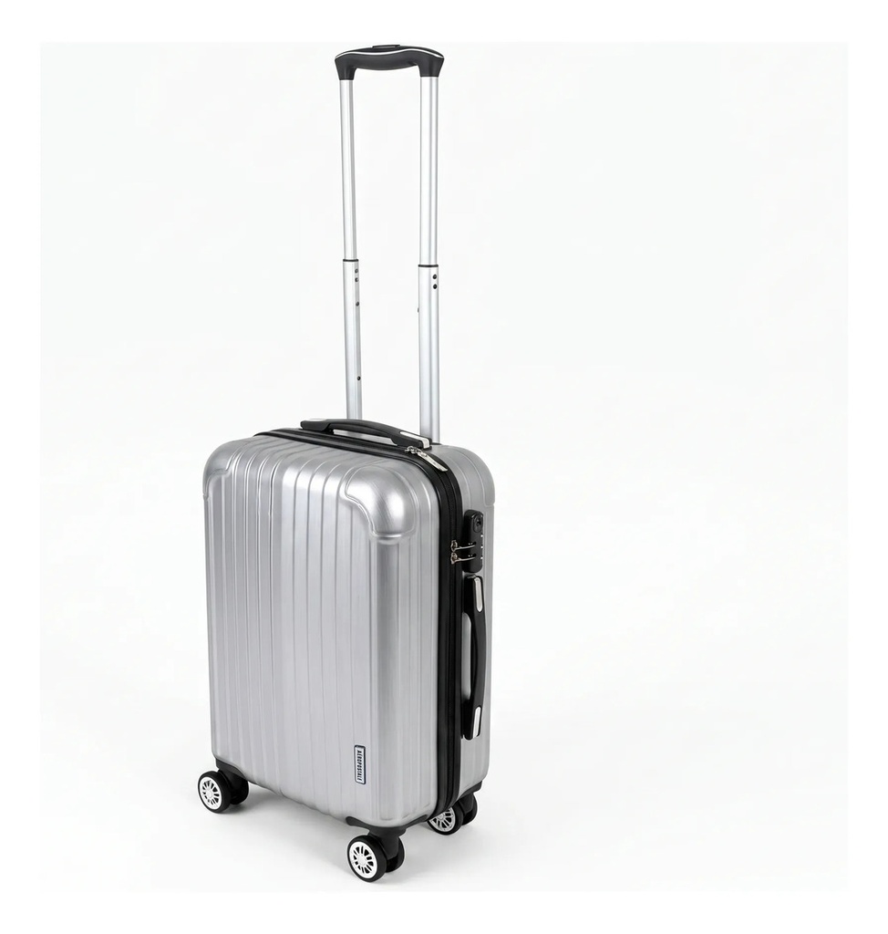 Valija Carry 20  Aeropostale Ruedas 360 Candado C/ Plata Plateado Rayas