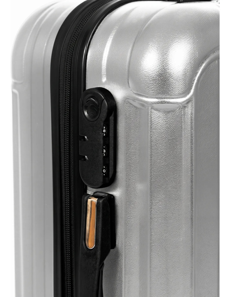 Valija Carry 20  Aeropostale Ruedas 360 Candado C/ Plata Plateado Rayas