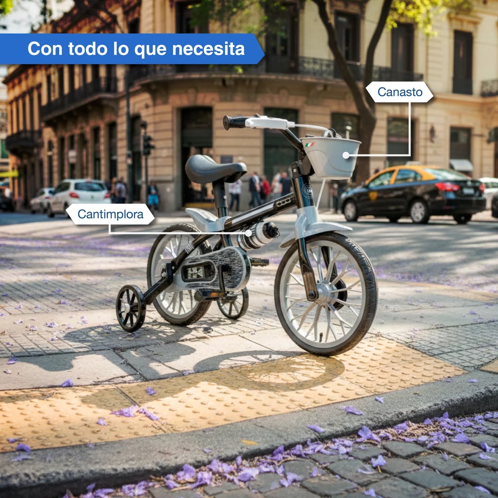 Bicicleta Rodado 12 Ruedas Goma Fiat 500 Con Cantimplora