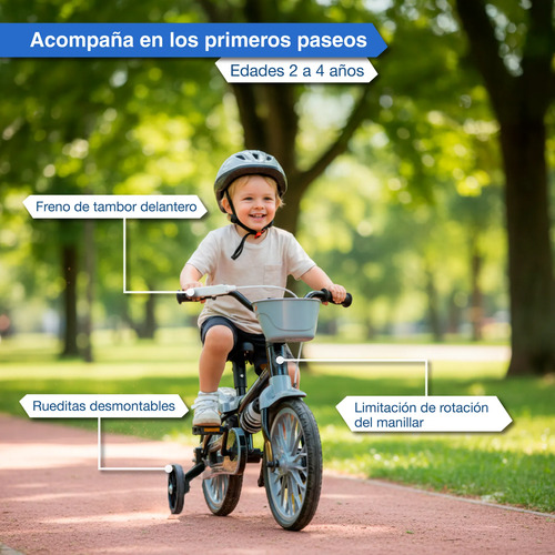 [5706] Bicicleta Rodado 12 Ruedas Goma Fiat 500 Con Cantimplora (Gris)