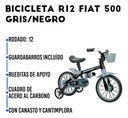[5706] Bicicleta Rodado 12 Ruedas Goma Fiat 500 Con Cantimplora (Gris)