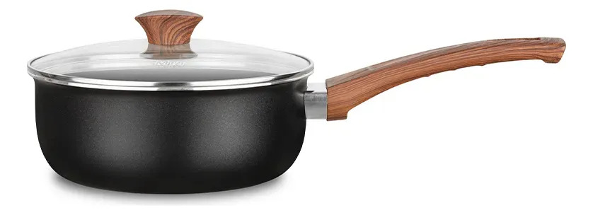 Batería Cocina Cacerola Aluminio X 5 Pzas Negro Cerámica Mta Negro