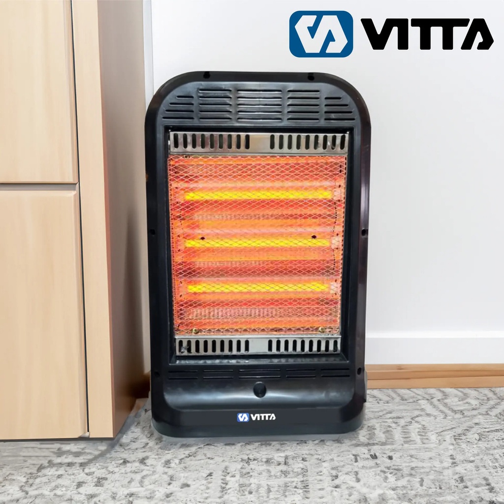 Estufa Infrarroja Vitta Halogena 3 Velas Fija 1200w - V-523 Negro