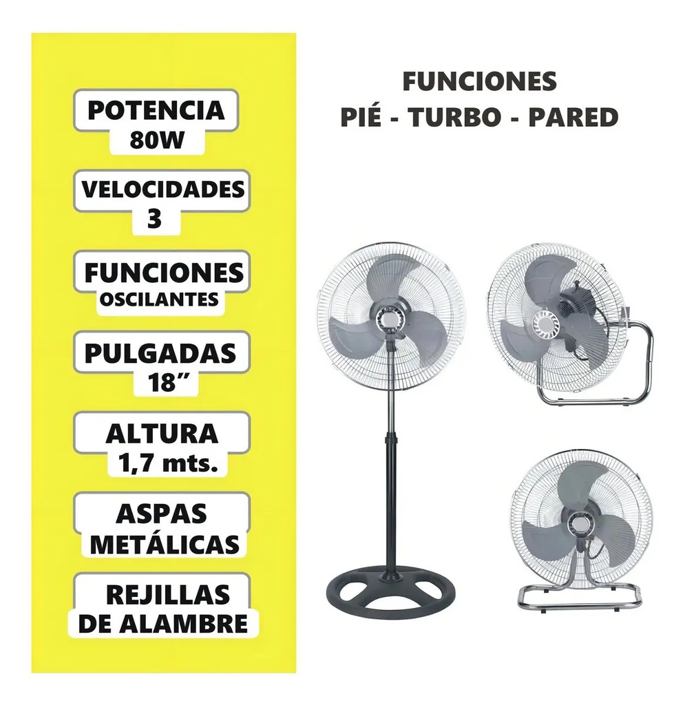 Ventilador Kanji Kjh-1811 18  De Diámetro 1.7m 3 En 1 Con 3 Palas De Metal 90w 45.72 Cm Negro Gris