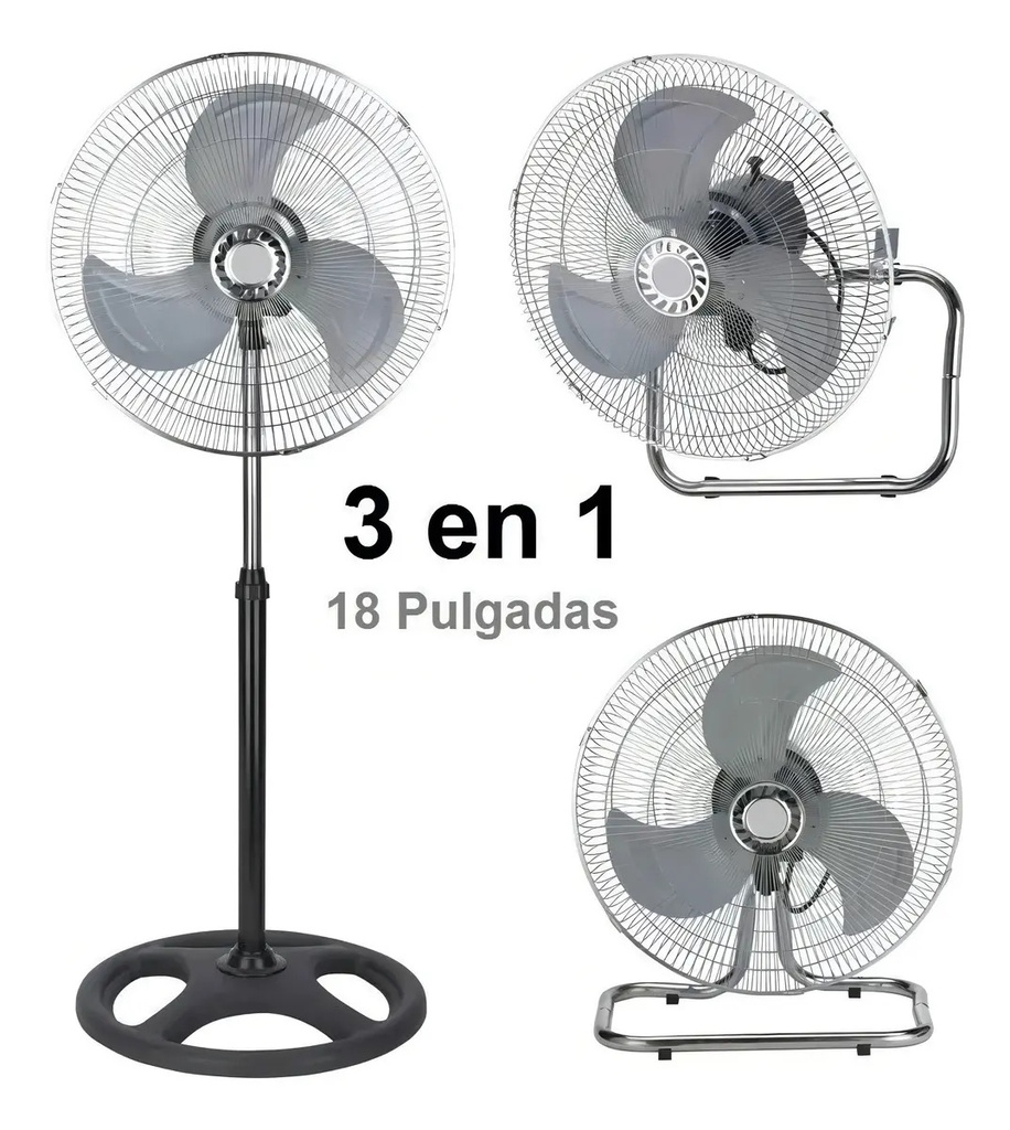 Ventilador Kanji Kjh-1811 18  De Diámetro 1.7m 3 En 1 Con 3 Palas De Metal 90w 45.72 Cm Negro Gris