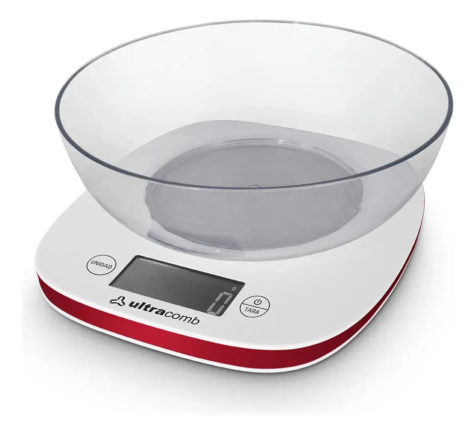 Balanza De Cocina Marca Ultracomb Modelo Bl-6002 Capacidad Máxima 3 Kg Color Blanco/rojo
