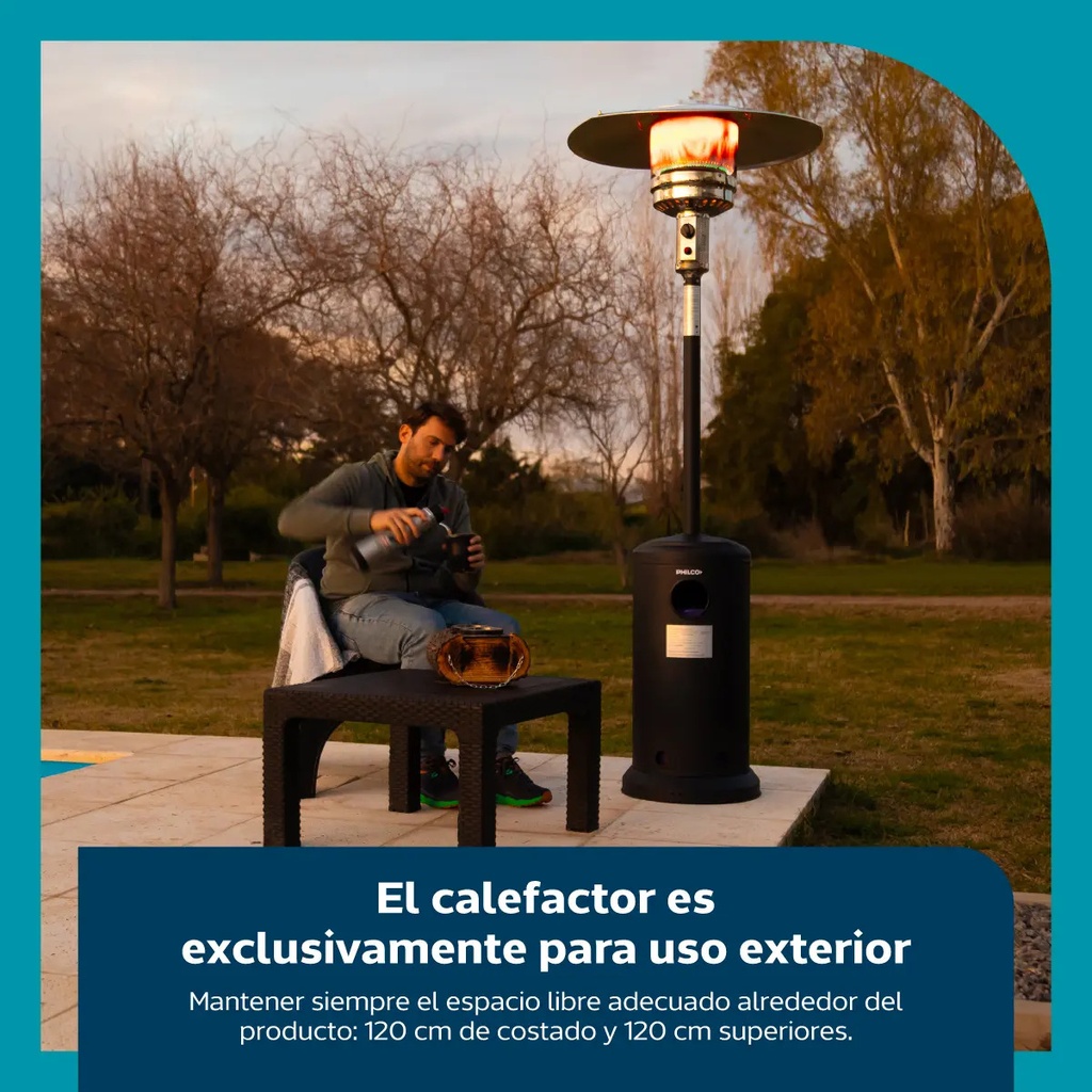 Hongo Estufa Calefactor Exterior Philco Pzgb2022ap A Gas Negro