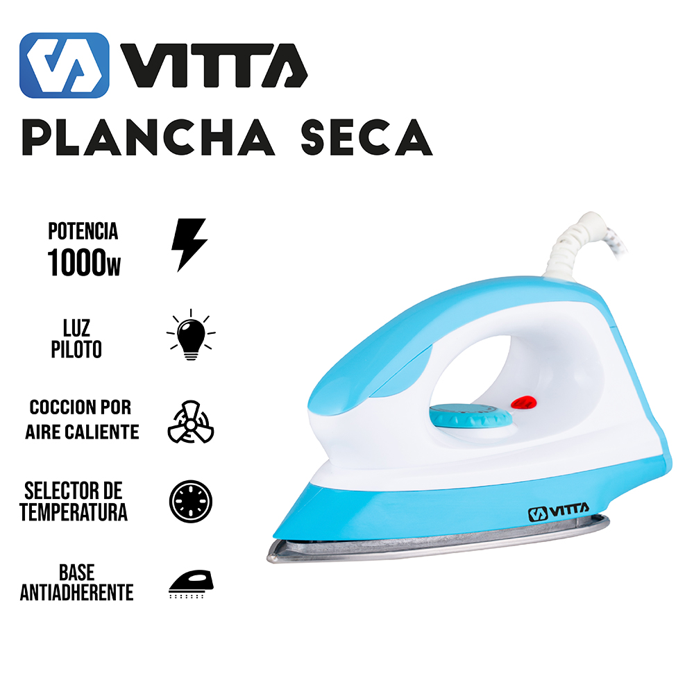 Plancha Vitta En Seco 1000w Acero Inoxidable