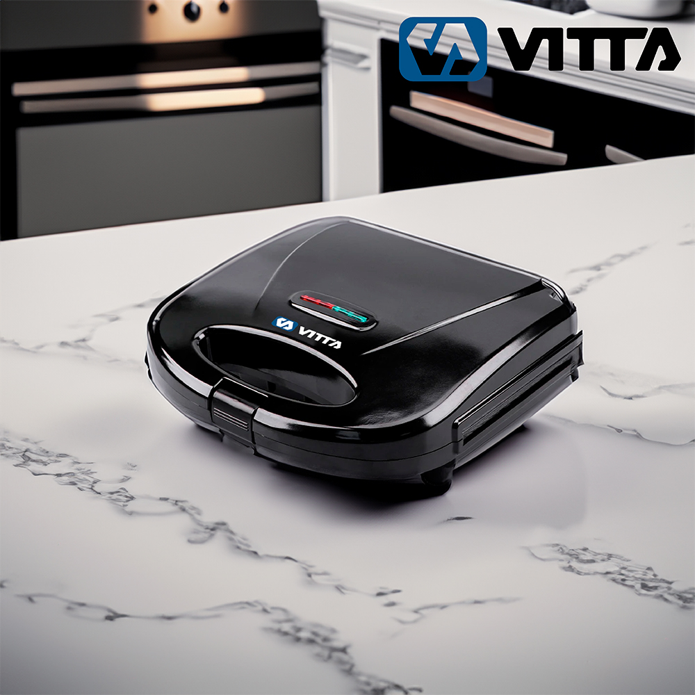 Sandwichera Negra Tostadora Antiadherente 700w - Vitta