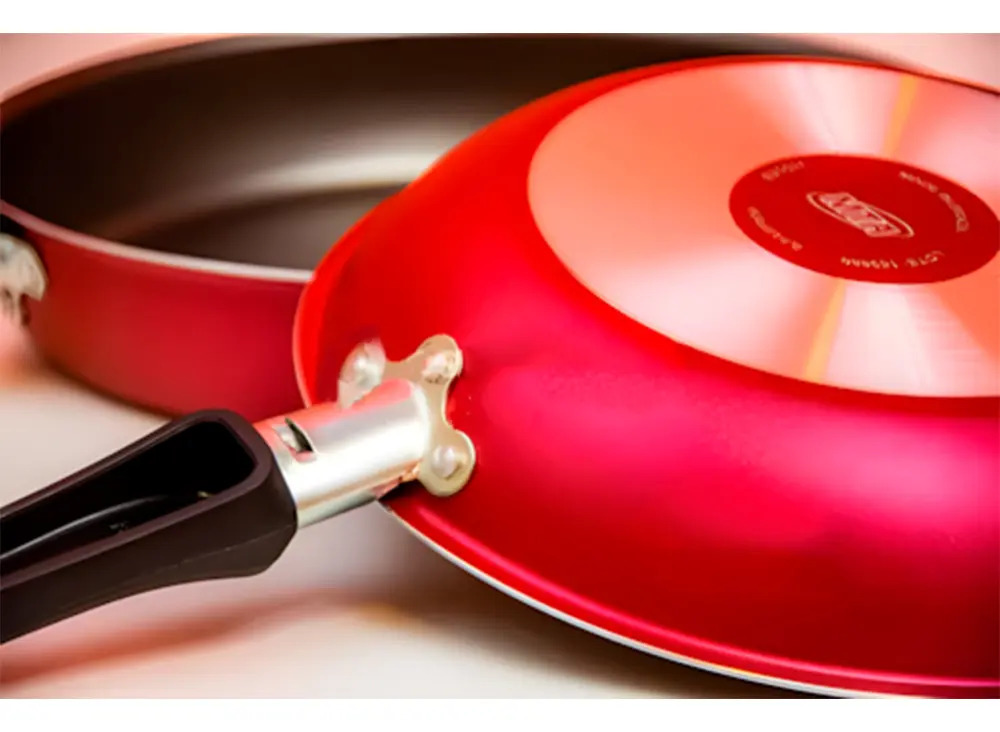 Batería Cocina Olla Cacerola Teflón Safira 7p Mta Ct Rojo