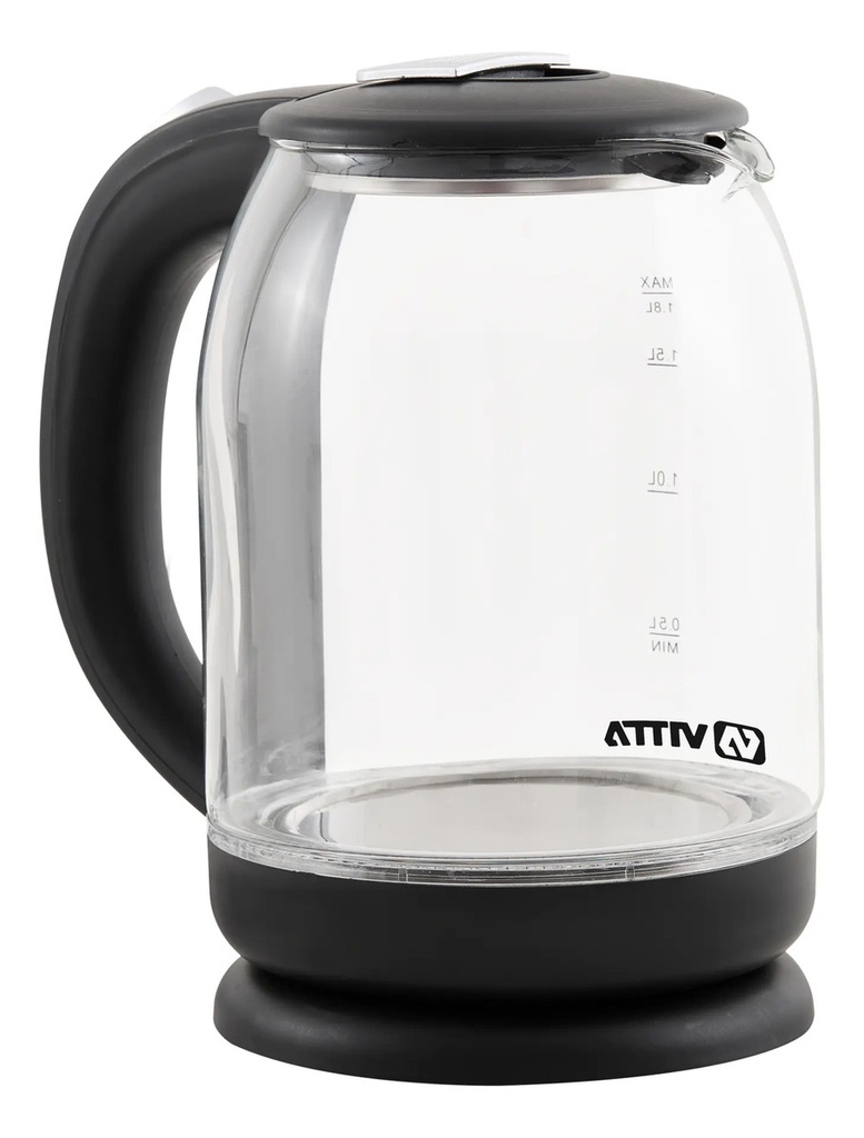 Pava Electrica Vitta Hervidora Vidrio 1,8l 1500w Corte Auto. Negro
