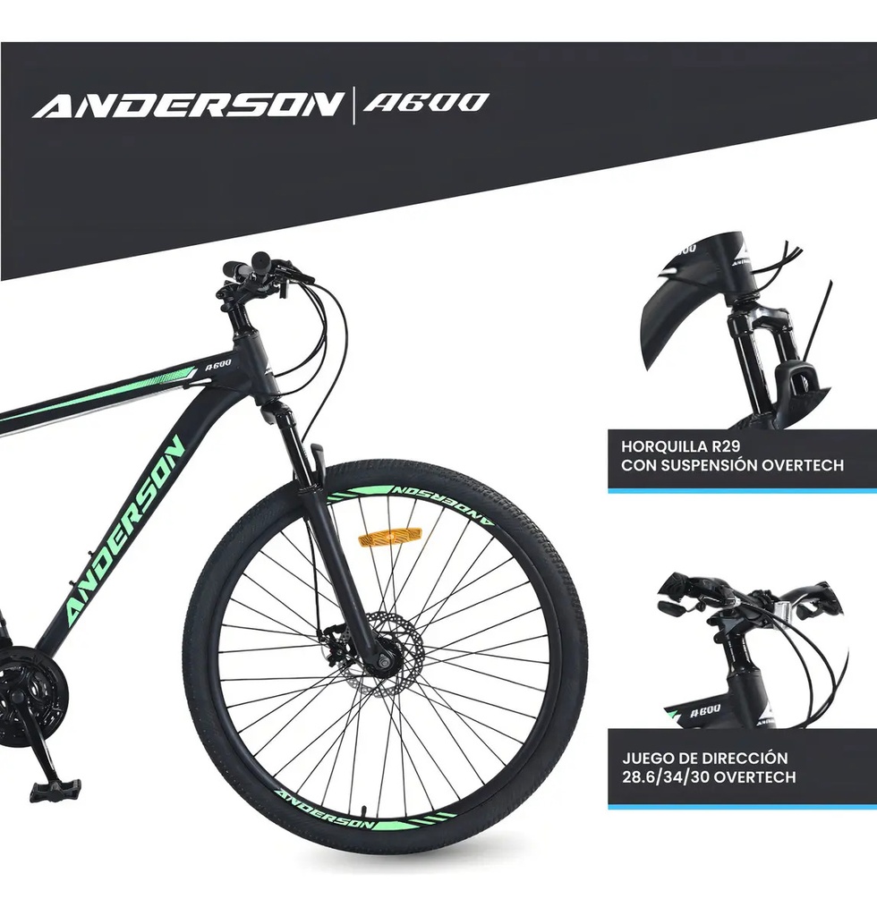 Bicicleta Anderson Aluminio A600 R29" X 18" Negro/Azul