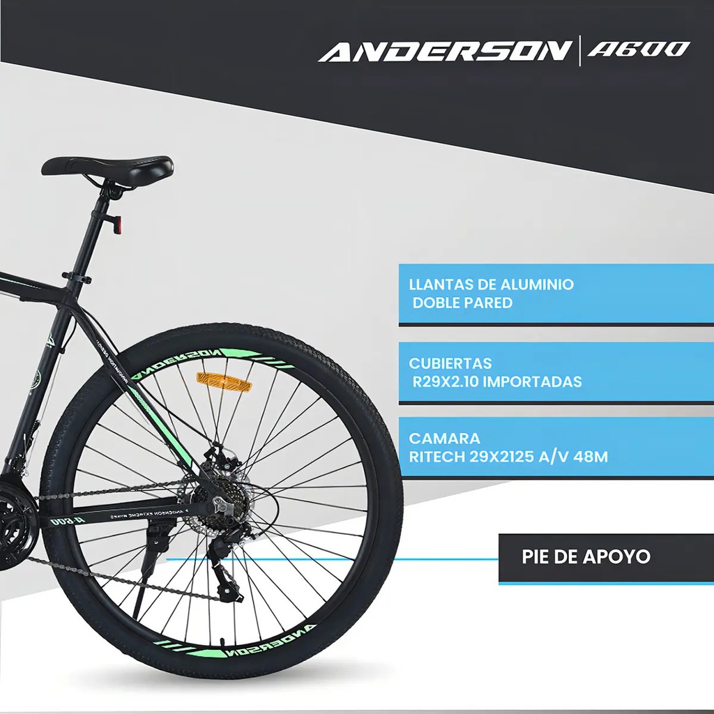 Bicicleta Anderson Aluminio S600 R29" X 20" Negro/Rojo