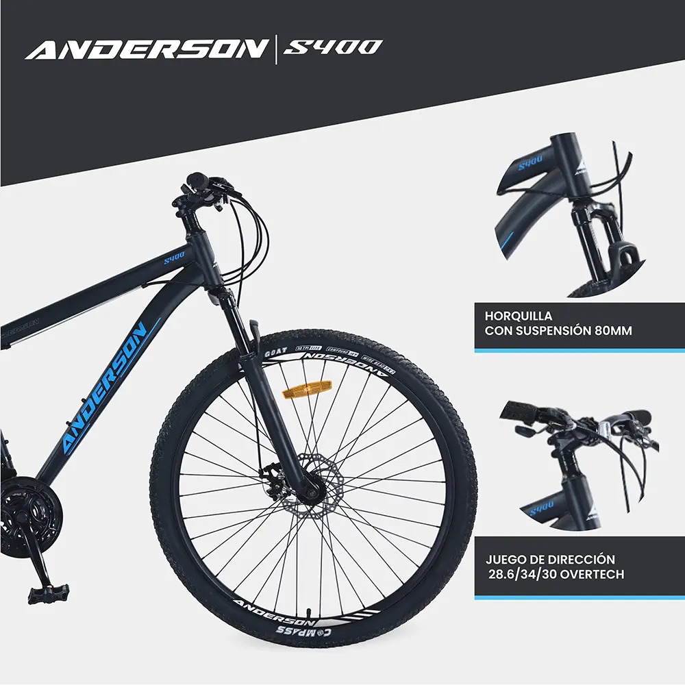 Bicicleta Anderson Acero S400 R29" X 20" Negro/Blanco