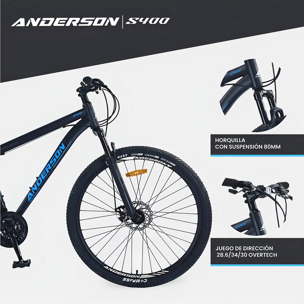 Bicicleta Anderson Acero S400 R29" X 20" Negro/Rojo