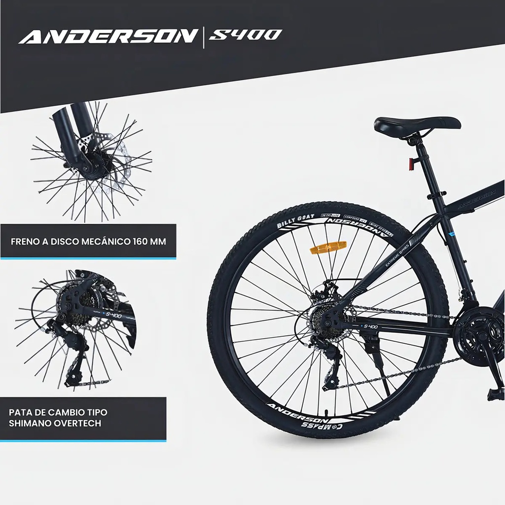 Bicicleta Anderson Acero S400 R29" X 20" Negro/Rojo