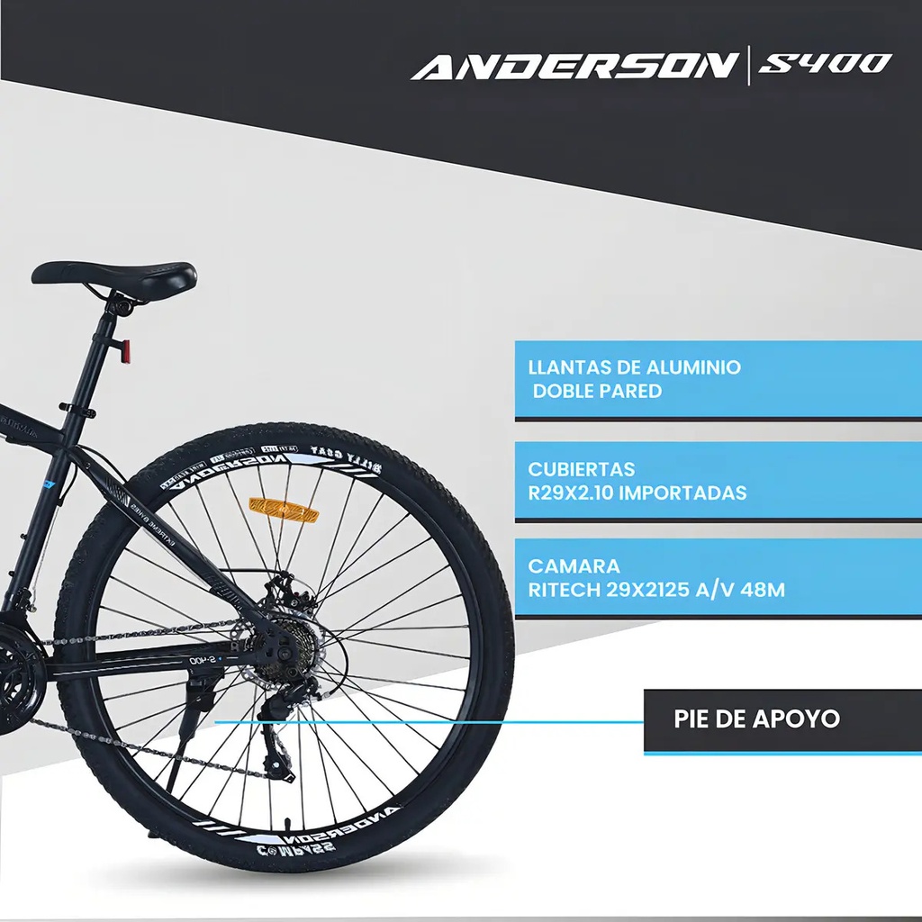 Bicicleta Anderson Acero S400 R29" X 20" Negro/Rojo