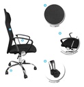 Silla De Oficina Mesh Eco Espaldo Alto Soporte Lumbar - Negro - Cuero Sintético/mesh