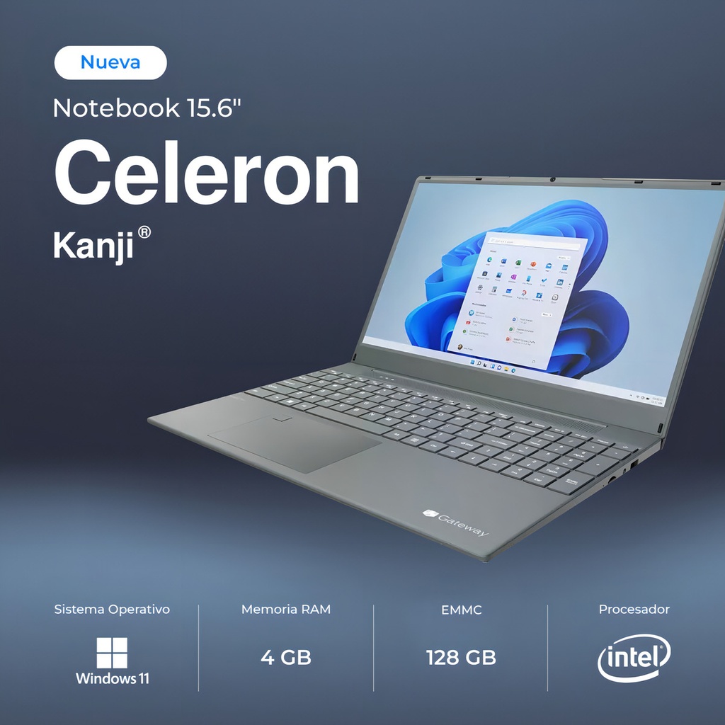 Notebook Kanji 15.6 Intel Celeron N4020 128gb Emmc 4gb Ram