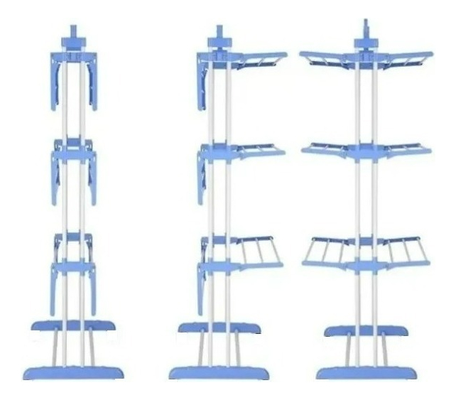 Tender Ropa Vertical Plegable Alas Reforzado 3 Niveles Color Blanco Más Que Sillas Blanco Azul