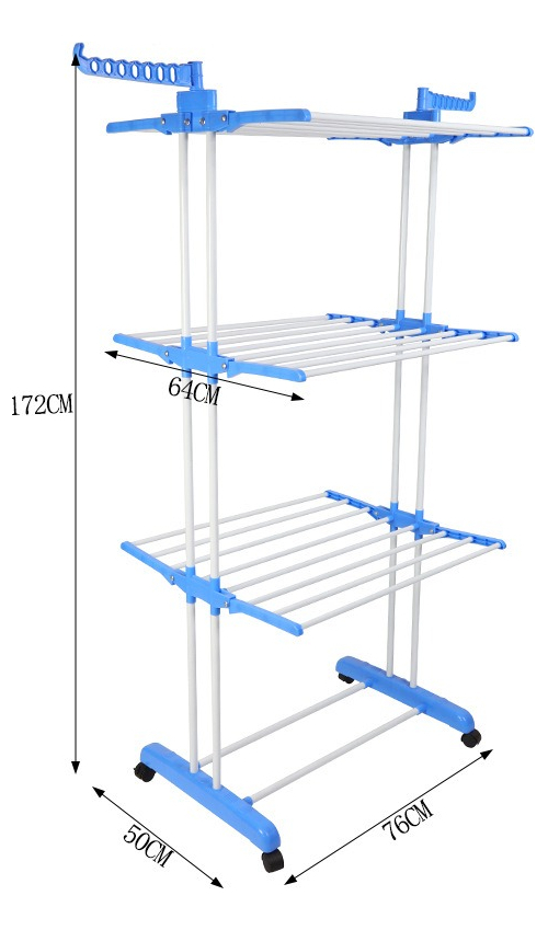 Tender Ropa Vertical Plegable Alas Reforzado 3 Niveles Color Blanco Más Que Sillas Blanco Azul