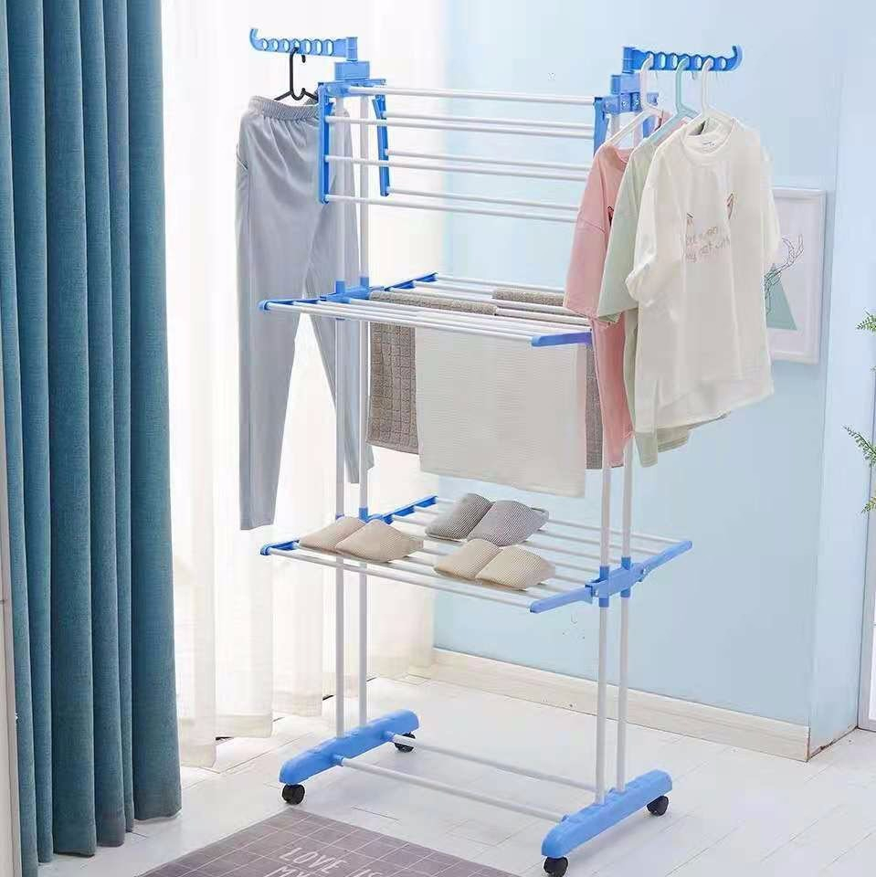 Tender Ropa Vertical Plegable Alas Reforzado 3 Niveles Color Blanco Más Que Sillas Blanco Azul