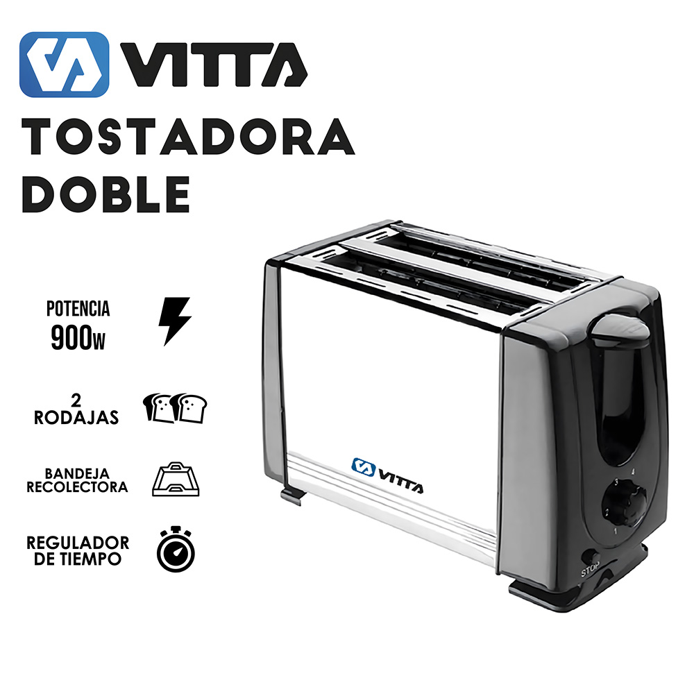 Tostadora Electrica 900w 2 Panes 6 Niveles Full - Vitta