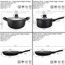 Juego De Ollas Hudson Granito Negro 15 Piezas Utencillos