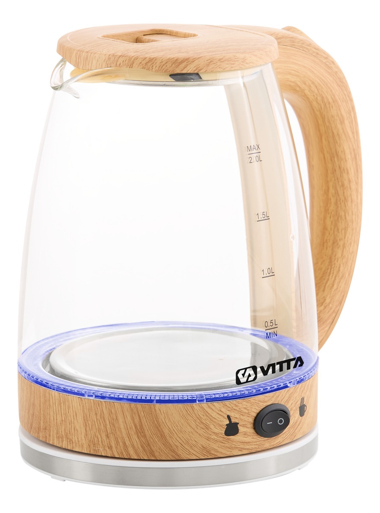 Pava Eléctrica Vitta Corte Mate Vidrio Simil Madera 2l 1500w