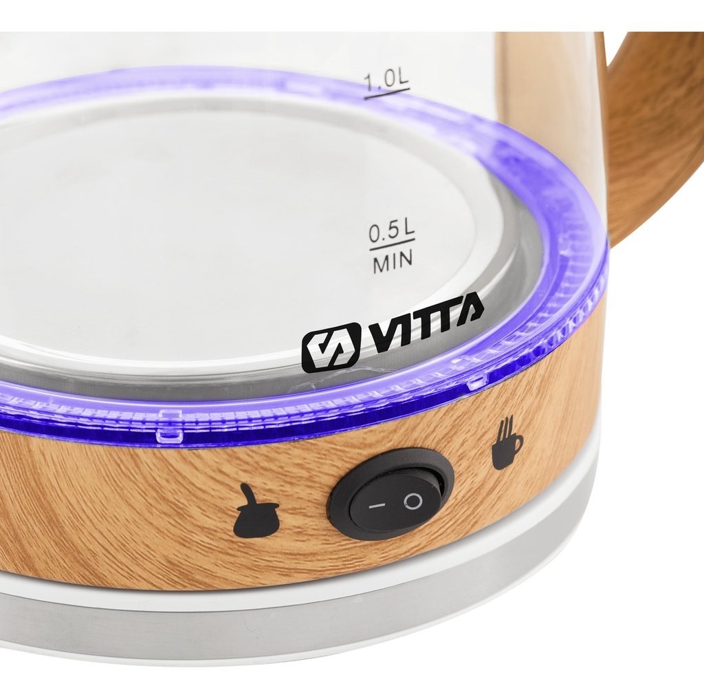 Pava Eléctrica Vitta Corte Mate Vidrio Simil Madera 2l 1500w