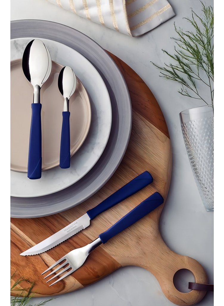 Juego Cubiertos 24 Piezas Tramontina New Kolor Cocina Azul