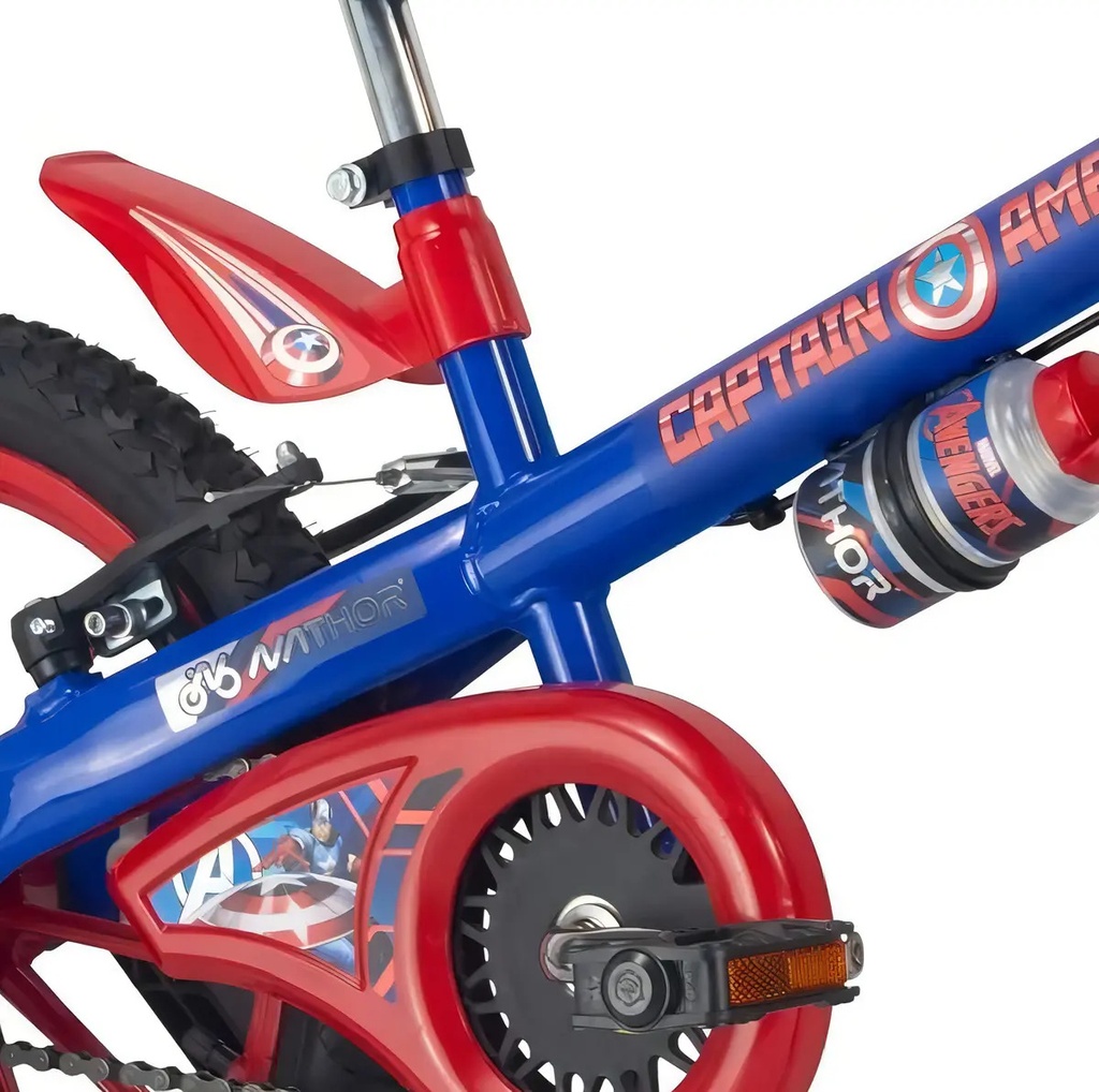 Bicicleta Infantil Aro 16 Capitán América Nathor, Color Azul