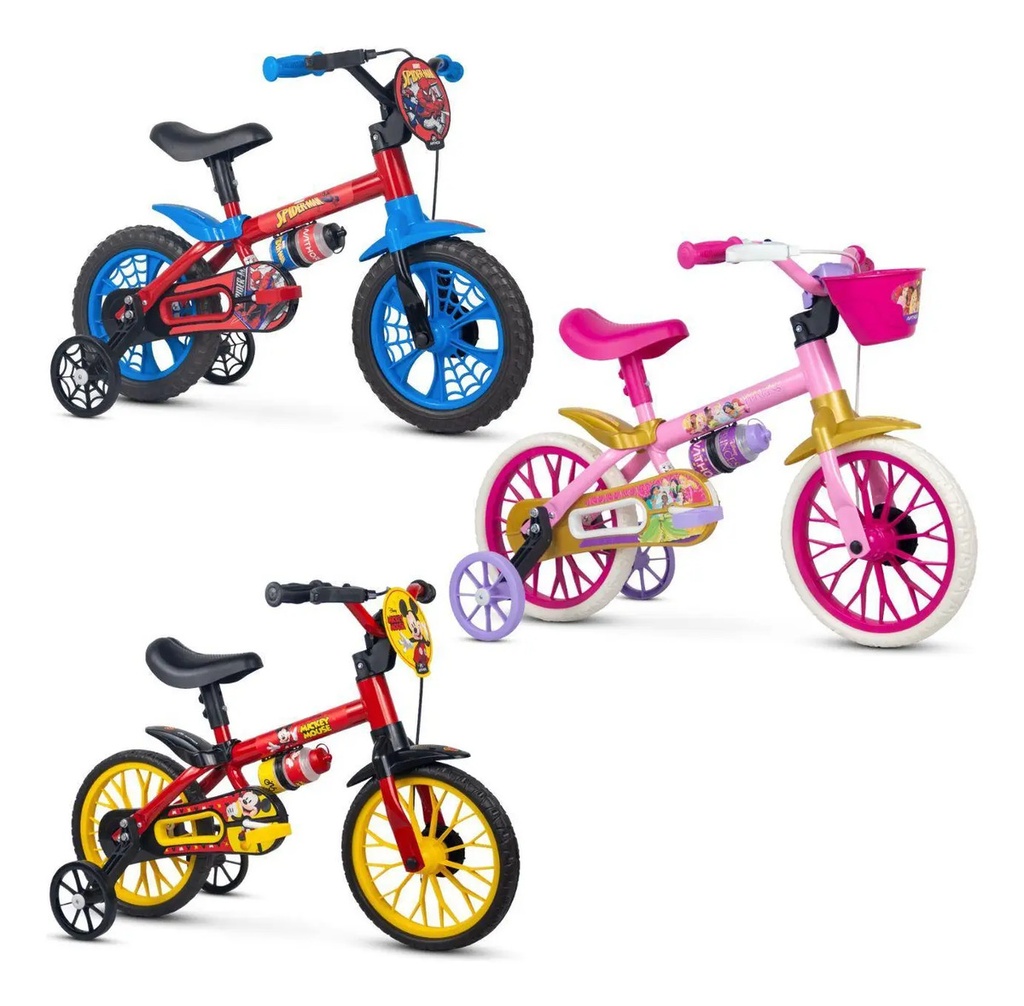 Bicicleta Infantil Aro 12 Mickey Nathor Color Rojo Rojo 12  