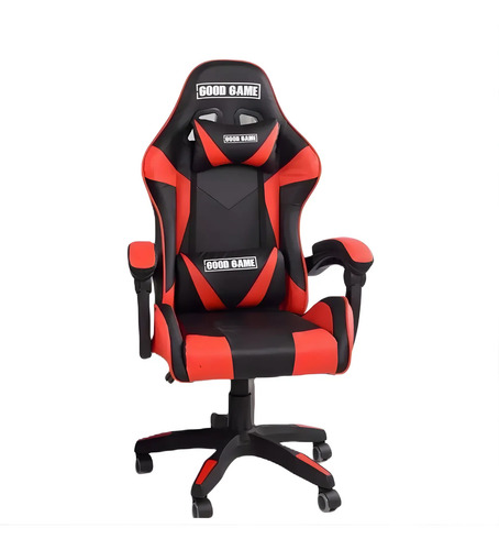 [5393] Silla De Escritorio Good Game Pro Ergonómica  Negra Y Roja Negro Cuero Sintético